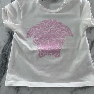 Versace White and Pink Medusa Short Sleeve Tee